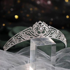 Royal Wedding Tiara Bridal Headpiece Zircon Plated Golden Gift