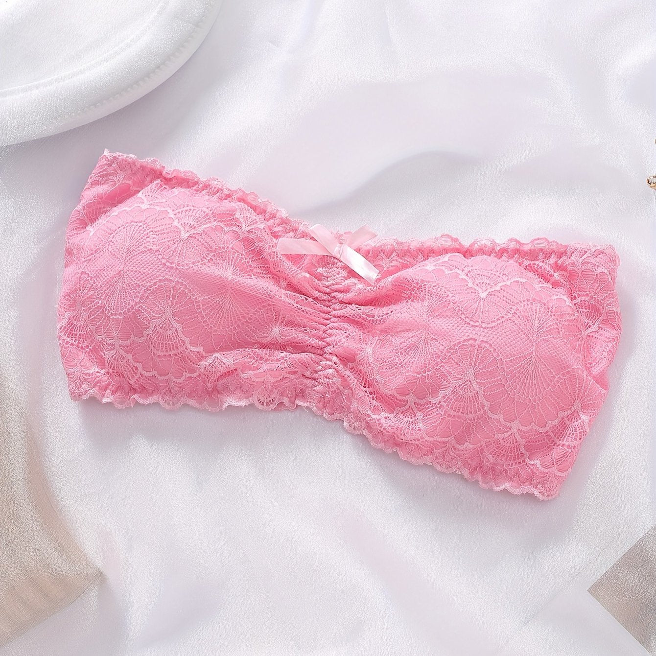 Lace Stitching Bandeau Bra Soft Stretch Strapless Bra Women's Lingerie