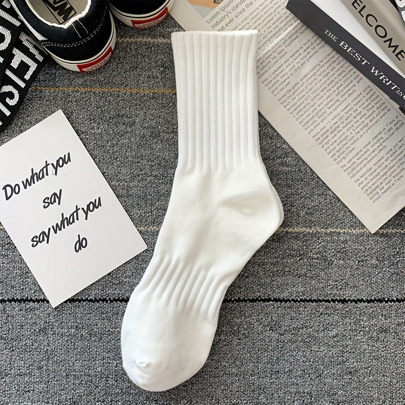 Men's Sports Socks 5 Pairs Mid calf Basketball Outdoor Activities All Seasons