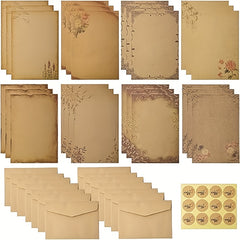 60pcs Antique Envelopes & Stationary Paper Set with Sealing Stickers