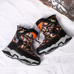Boy's High Top Snow Boots Warm Fleece Cozy Non slip Boots