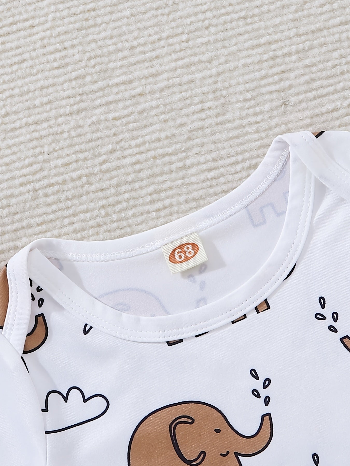 2pcs Baby Boys Elephant Graphic Onesie & Overalls Set