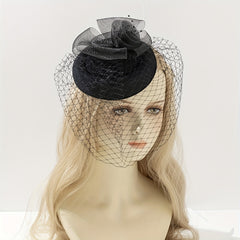 Mesh Veil Pillbox Fascinator Hat Decorative Derby Hat For Tea Party