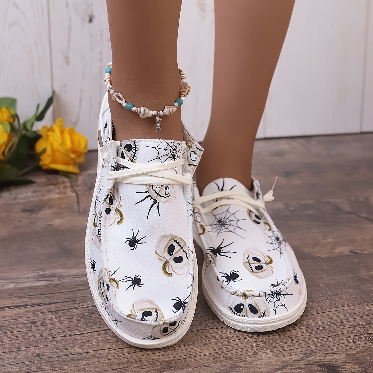 Halloween Spider & Spider Web & Pumpkin Skate Shoes