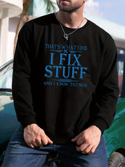 Tough Slogan Print Sweatshirt Men's Casual Graphic Crew Neck Pullover Sweatshirt