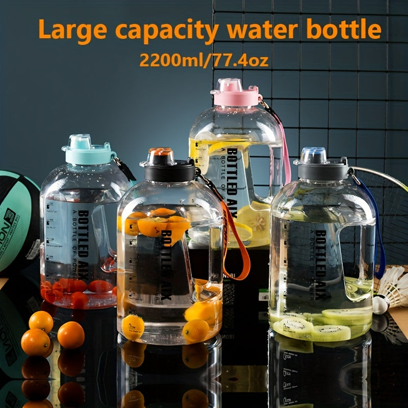2200ML Large Capacity Water Bottle with Time Marker Gradient Design