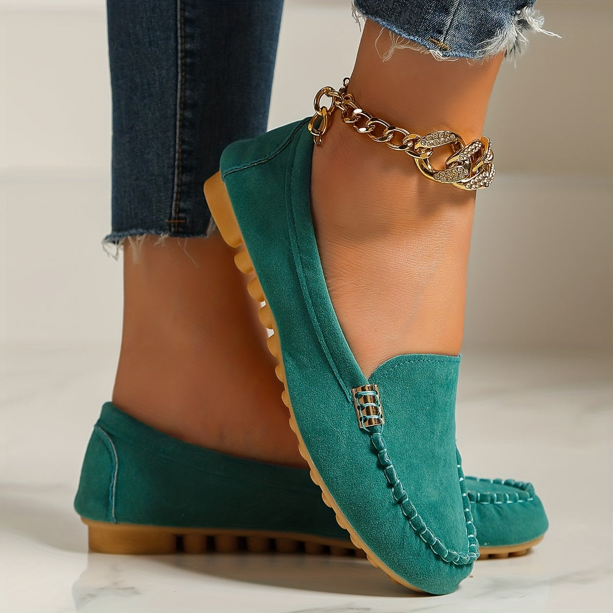 Buckle Decor Denim Flat Comfortable Skate Shoes
