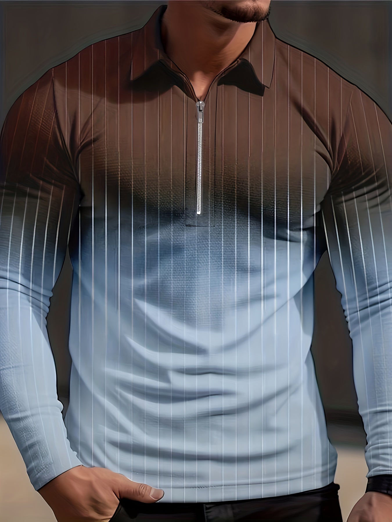 Gradient Stripe Men's Long Sleeve Shirt