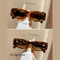 Retro Rectangle Sunglasses Tortoiseshell UV400 Summer Beach Party