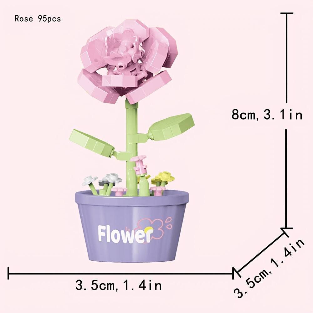 Mini Flowers Building Blocks Toy Chrysanthemum Daisy Rose Creative