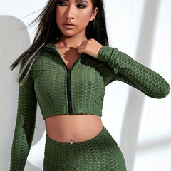 Zip Up Crop Jacket Slim Casual Outerwear Women's Clothing