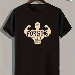 Muscle Man Print Men's Comfy T-shirt for Outdoor Summer