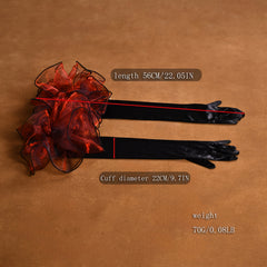 Vintage Long Wedding Gloves Red Floral Cuff Elbow Length Women Hand Wash