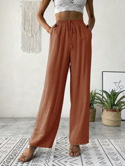 Drawstring Waist Straight Leg Pants Casual Every Pants Women's Clothing