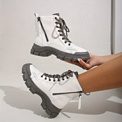 Women's Retro Thick Bottom Boots Lace Up Comfortable Shoes