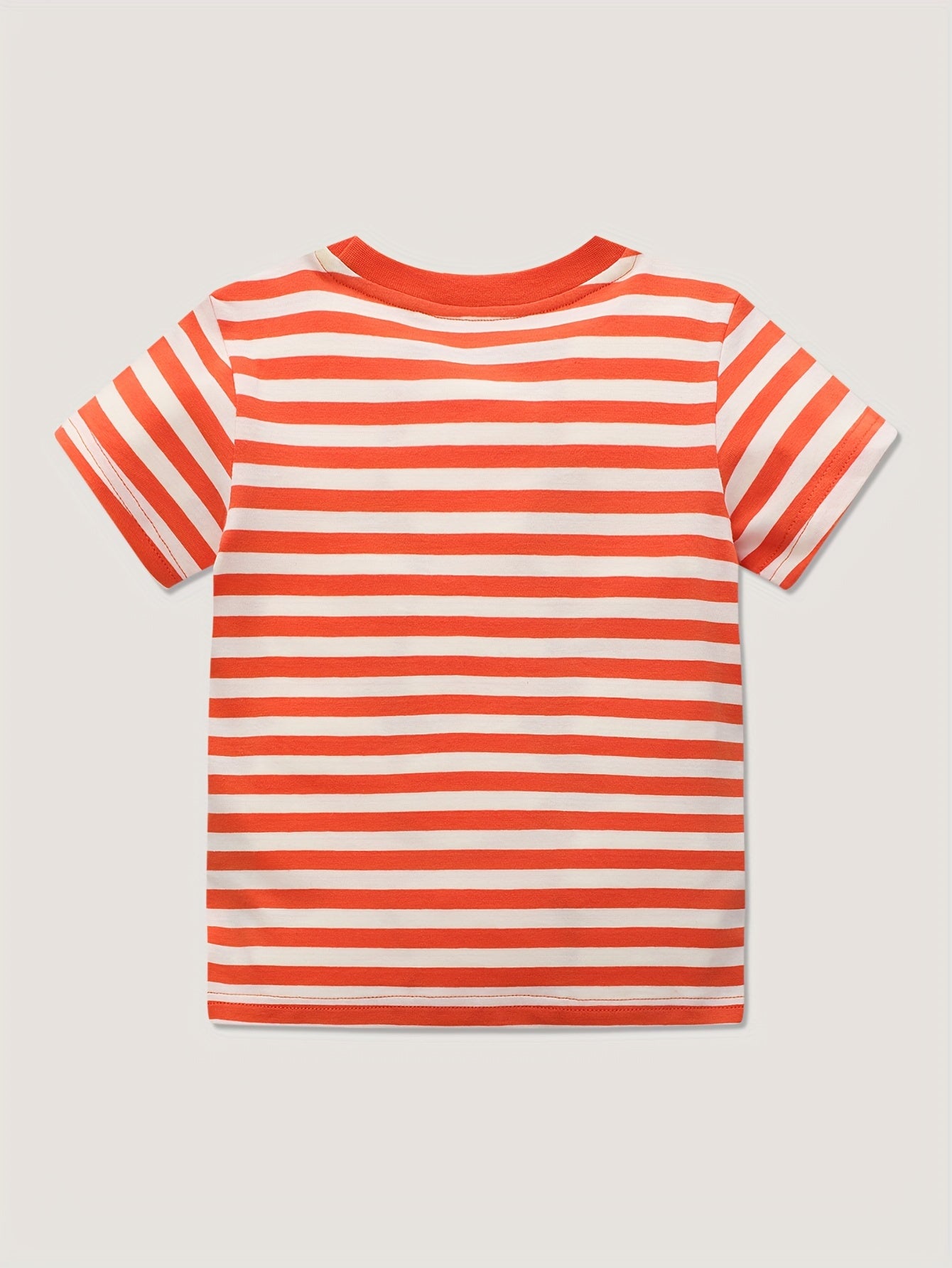Leopard Print Boy's Striped Crew Neck Short Sleeve T-shirt