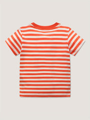 Leopard Print Boy's Striped Crew Neck Short Sleeve T-shirt