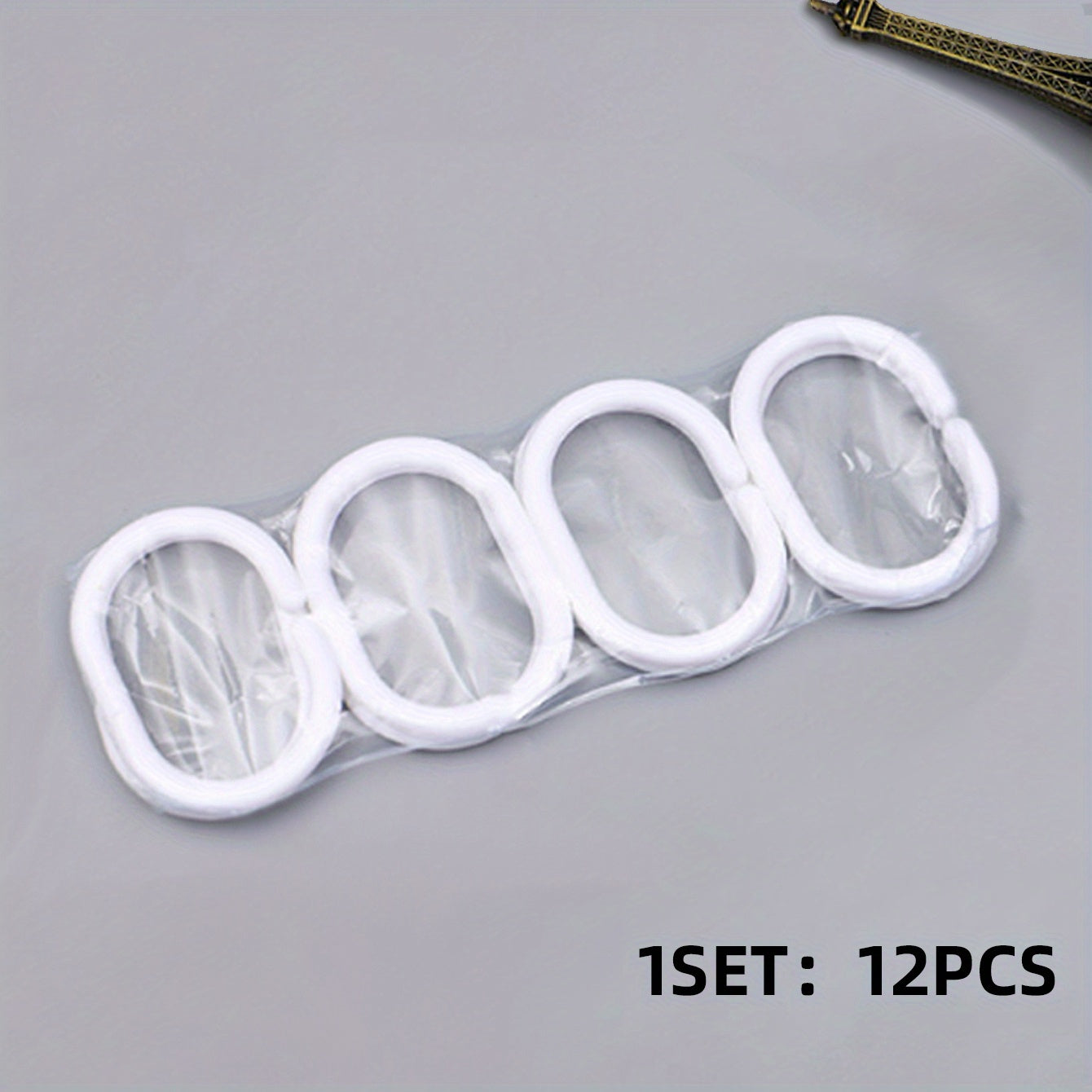 12PCS Plastic Shower Curtain Rings Bathroom Hooks