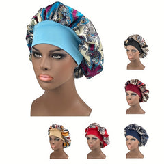 Vintage Paisley Print Satin Bonnet Nightcap Silk Elastic Sleeping Cap