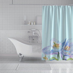 Flower Pattern Shower Curtain Waterproof Fabric
