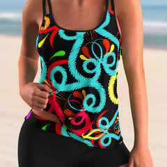 Striped Tankini Set Women's Two Piece Swimsuit