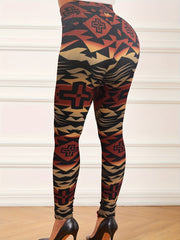 Colorblock Geometric Print Plus Size Leggings
