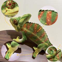 Realistic Chameleon Plush Toy Green & Orange Lizard Stuffed Animal
