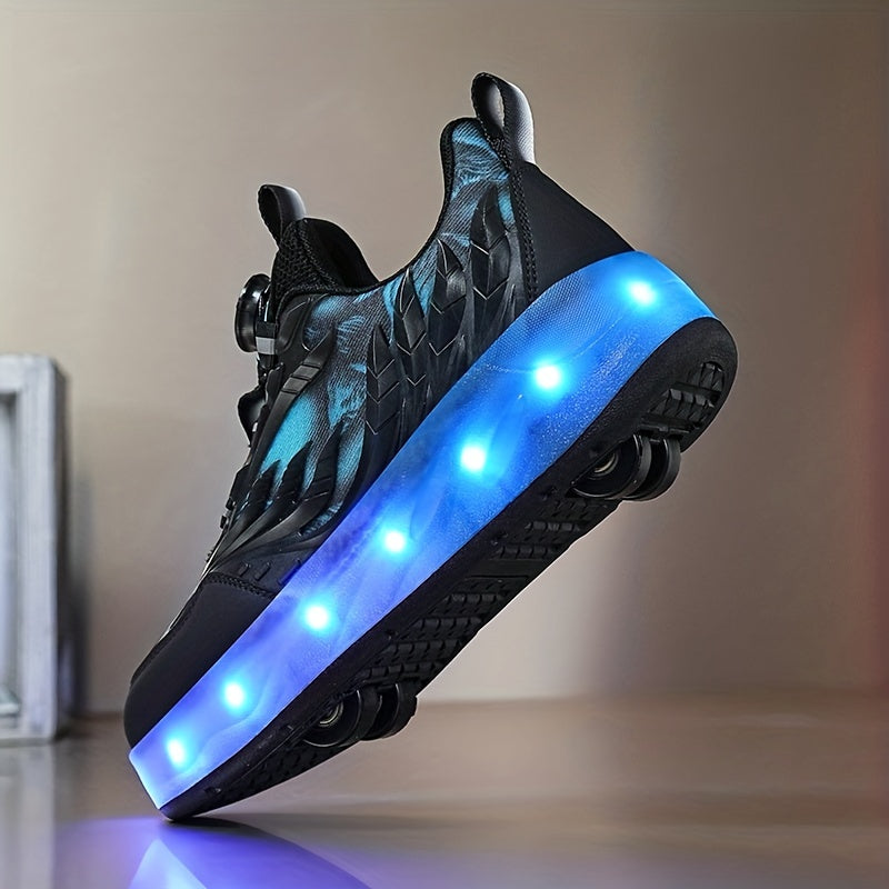 Boy's Roller Shoes with Rotating Buckle for Kids