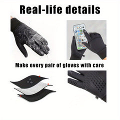 Cycling Full Finger Gloves Windproof Waterproof Touch Screen for Men Women