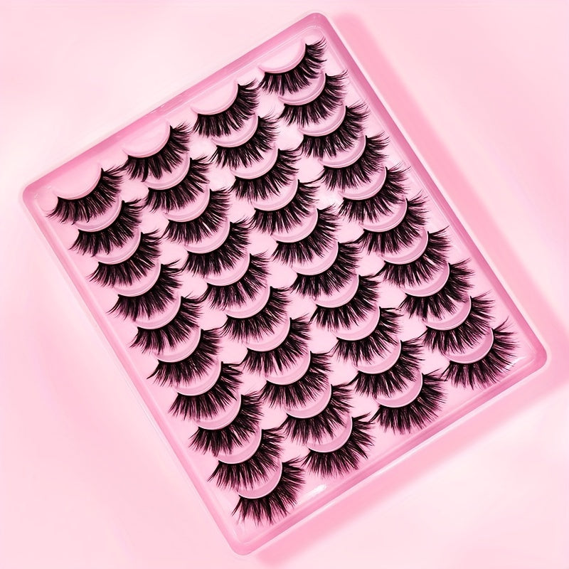 20 Pairs Faux Mink Lashes Fluffy Natural False Eyelashes Long 3D Cat Lashes