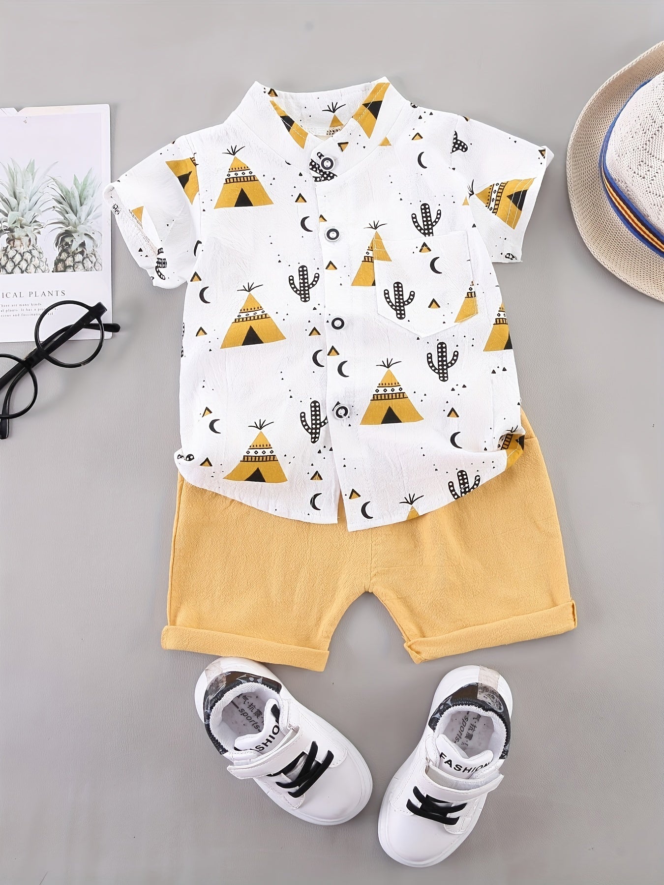 Baby Boys Pyramid Print Shirt & Shorts Set