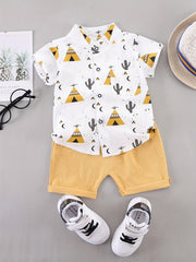 Baby Boys Pyramid Print Shirt & Shorts Set