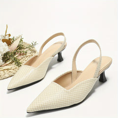 Women's Snakeskin Pattern Kitten Heel Slingback Sandals