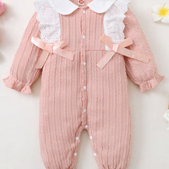 Baby Lace Bow Romper Long Sleeves