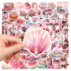 60 Pink Retro Holiday Sticker Set for Skateboard Waterproof Decals