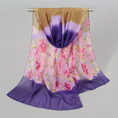 Boho Floral Printed Chiffon Scarf Silky Shawl