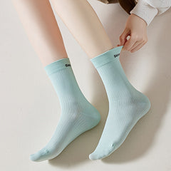 Letter Print Socks Comfy & Breathable Women's Stockings