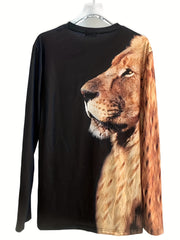 LION 3D Print Graphic Sweatshirt Loose Pullover Men's Clothing
