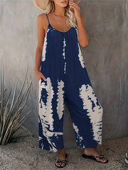 Tie Dye Wide Leg Jumpsuit Sleeveless Casual Loose Jumpsuit