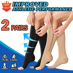 Copper Compression Socks Open Toe 10-20 mmHg Knee High Compression Socks