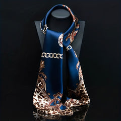 Leopard Navy Shawl 35 43 Square Scarf Silk Neck Scarf Head Wrap