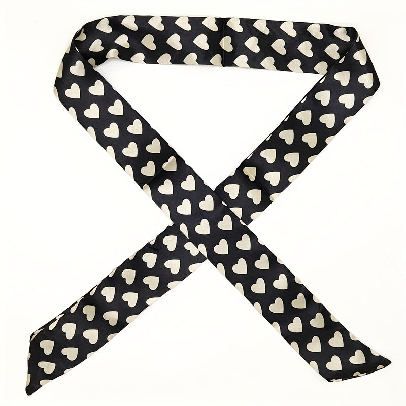 Dotted Print Twilly Scarf Ribbon Neckerchief Set