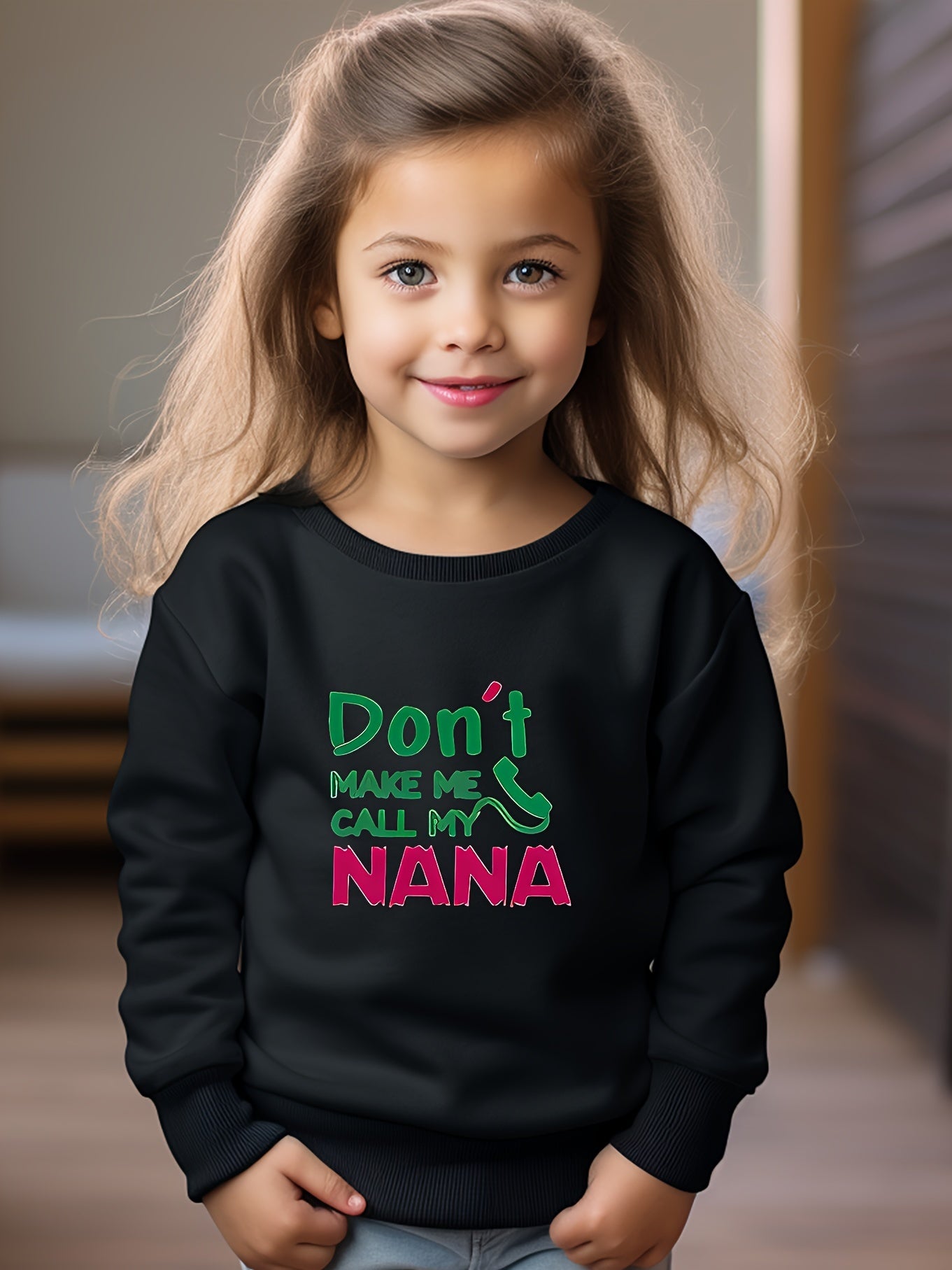 Girls Letters Pattern Crew Neck Sweatshirt For Spring Fall Christmas Gift