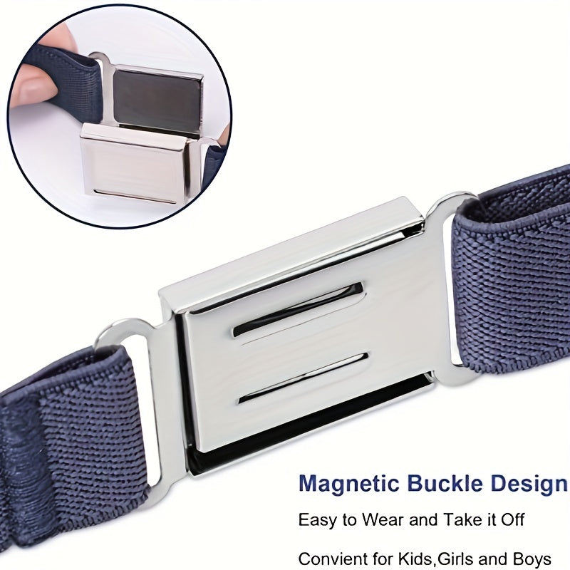 2 Pack Kids Magnetic Belt Elastic Easy Buckle