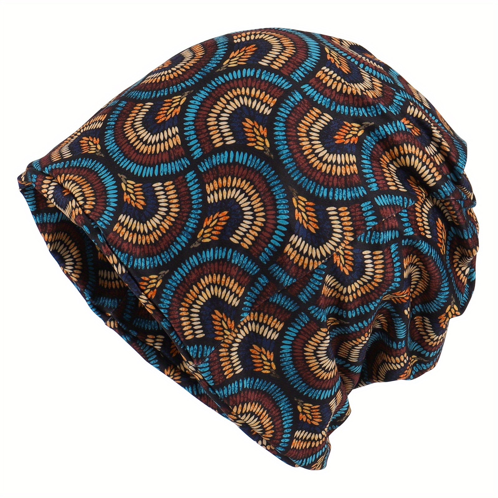 Boho Print Beanie Elastic Neck Gaiter Casual Skull Cap Unisex Hip Hop Chemo Hat