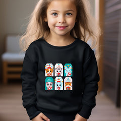 Christmas Cartoon Animals Cards Print Girls Casual Pullover Sweatshirt