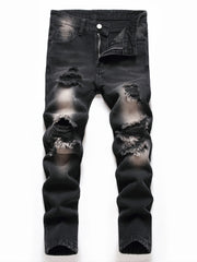Boys Ripped Distressed Stretch Jeans Skinny Slim Fit Washed Denim Pants
