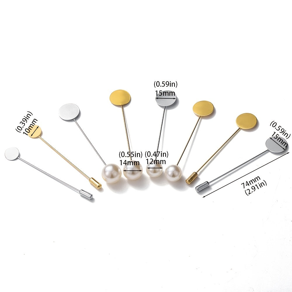 5Pc Pearl Disc Alloy Brooch Pins for DIY Jewelry