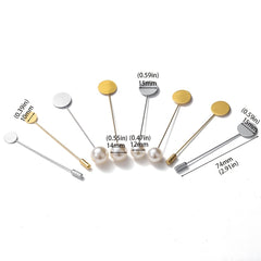 5Pc Pearl Disc Alloy Brooch Pins for DIY Jewelry