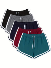 5pcs Women's Drawstring Yoga Shorts Comfortable and Breathable Activewear